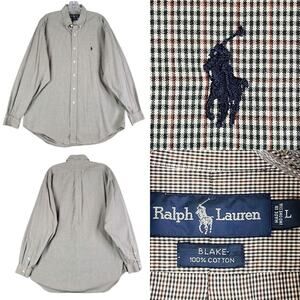 Polo Ralph Lauren Oxford Shirt Mens Size Large L Black Red Plaid LS Button Down